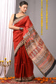 Block Printed Chanderi Silk Saree (Bagru Print)