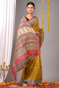 Luxury Block Printed Chanderi Silk Saree (Bagru Print)