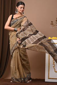 Premium Hand Block Printed Kota Doria Saree