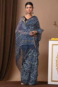 Premium Hand Block Printed Kota Doria Saree