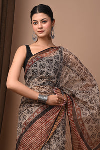 Premium Hand Block Printed Kota Doria Saree