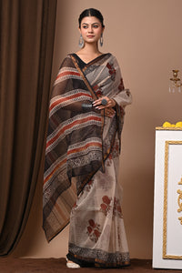 Premium Hand Block Printed Kota Doria Saree