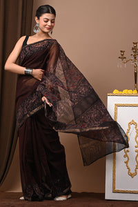 Premium Hand Block Printed Kota Doria Saree