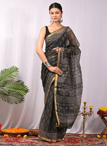 Premium Hand Block Printed Kota Doria Saree