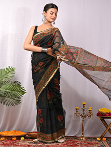 Premium Hand Block Printed Kota Doria Saree