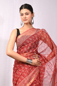 Premium Hand Block Printed Kota Doria Saree