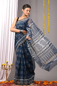 Premium Hand Block Printed Kota Doria Saree