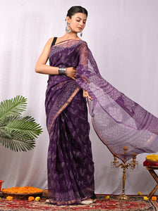 Premium Hand Block Printed Kota Doria Saree