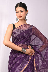 Premium Hand Block Printed Kota Doria Saree