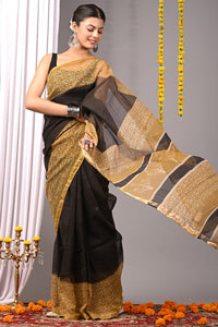 Premium Hand Block Printed Kota Doria Saree