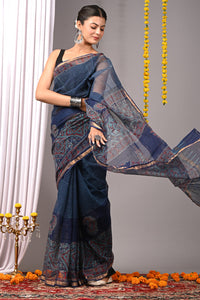 Premium Hand Block Printed Kota Doria Saree
