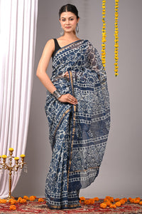 Premium Hand Block Printed Kota Doria Saree