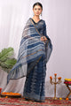 Elegant Indigo Dabu Print Kota Doria Saree