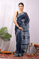 Indigo Dabu Print Kota Doria Saree with blouse