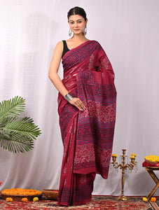 Hand Block Printed Pure Cotton Saree