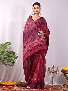 Hand Block Printed Pure Cotton Saree