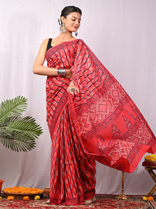 Hand Block Printed Pure Cotton Saree