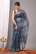 Indigo Dabu Print Kota Doria Saree