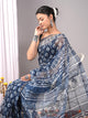 Indigo Dabu Print Kota Doria Saree
