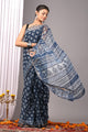 Indigo Dabu Print Kota Doria Saree