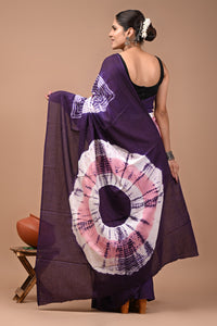 Printed Pure Cotton Mulmul Saree With Blouse