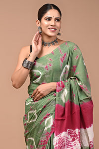 Printed Pure Cotton Mulmul Saree With Blouse