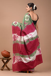 Printed Pure Cotton Mulmul Saree With Blouse