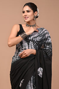 Printed Pure Cotton Mulmul Saree With Blouse