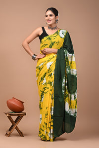 Printed Pure Cotton Mulmul Saree With Blouse