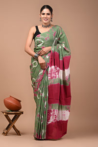 Printed Pure Cotton Mulmul Saree With Blouse