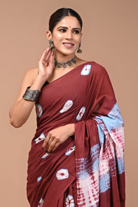 Printed Pure Cotton Mulmul Saree With Blouse