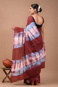 Printed Pure Cotton Mulmul Saree With Blouse
