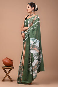 Printed Pure Cotton Mulmul Saree With Blouse