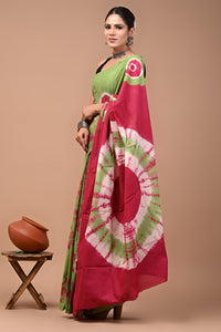 Printed Pure Cotton Mulmul Saree With Blouse