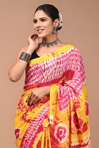 Printed Pure Cotton Mulmul Saree With Blouse