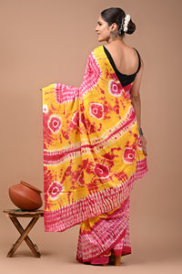 Printed Pure Cotton Mulmul Saree With Blouse