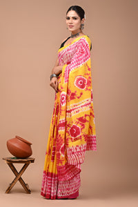 Printed Pure Cotton Mulmul Saree With Blouse