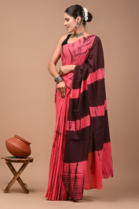 Printed Pure Cotton Mulmul Saree With Blouse