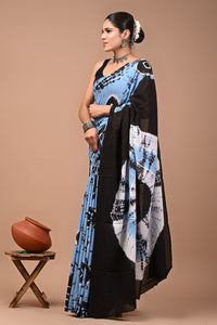 Printed Pure Cotton Mulmul Saree With Blouse