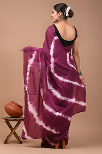 Printed Pure Cotton Mulmul Saree With Blouse