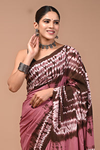 Printed Pure Cotton Mulmul Saree With Blouse