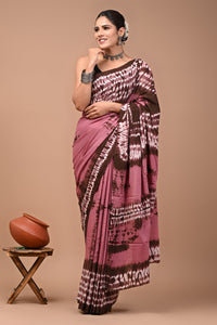 Printed Pure Cotton Mulmul Saree With Blouse