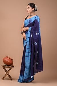 Printed Pure Cotton Mulmul Saree With Blouse