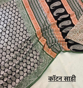 Hand Block Printed Pure Cotton Saree