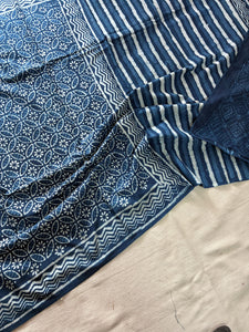 Bagru Dabu Printed Pure Cotton Saree with blouse