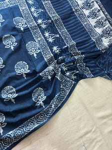 Traditional Dabu Hand Block Printed Cotton Saree