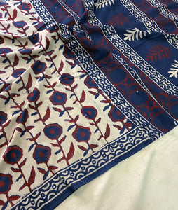 Hand Block Printed Pure Cotton Saree