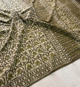 Trendy Hand Block Printed Pure Cotton Saree