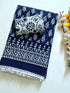 Exclusive Printed Pure Cotton Mulmul Saree with Leaf Lace
