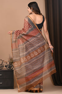 Exclusive Hand Block Printed Kota Doria Saree